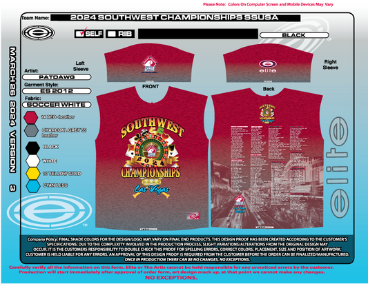 2024 Senior Softball Southwest Championships Merchandise Jersey