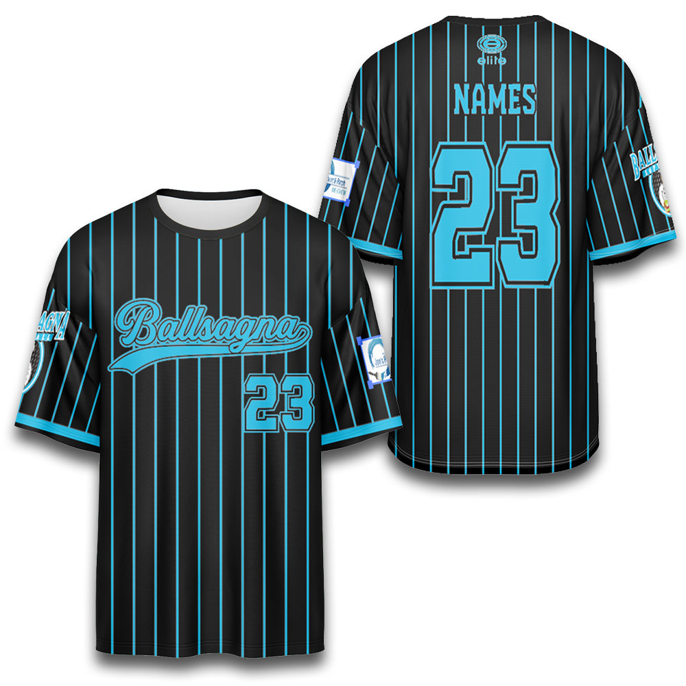Blue pinstripe baseball jersey sales
