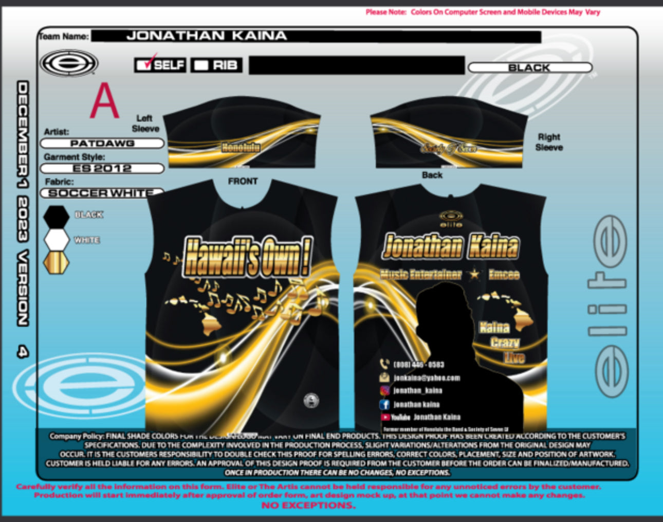 Hawaii's Own - Jonathan Kaina Jersey