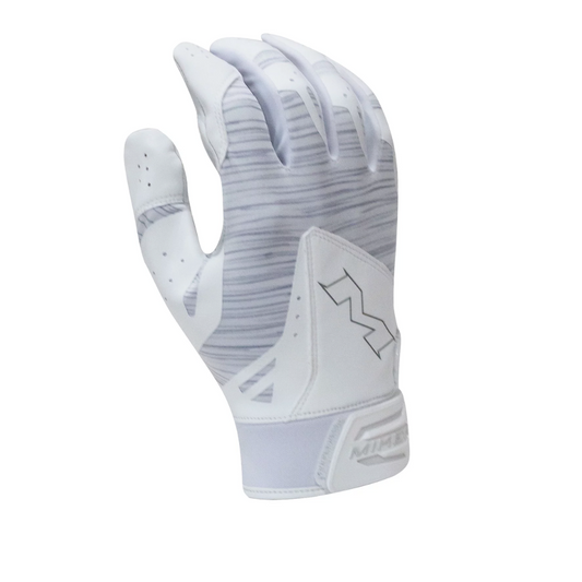 Miken Pro White and Grey Batting Gloves MBGL18-WHT