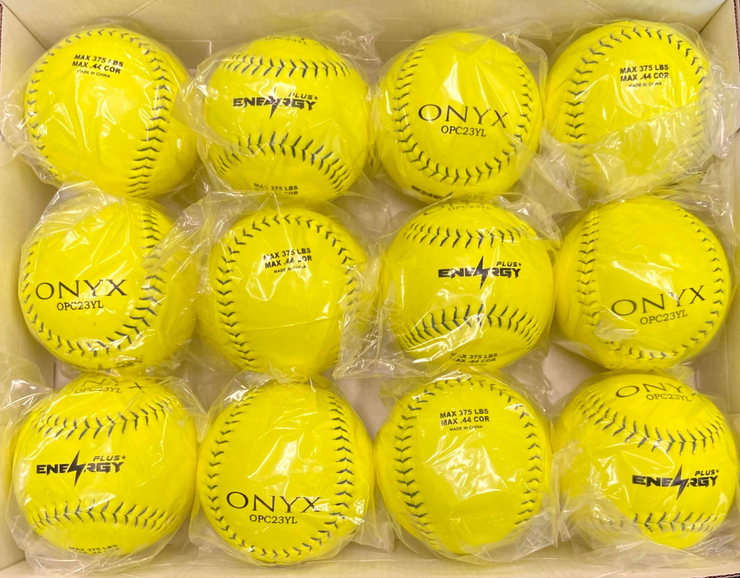 ONYX ENERGY PLUS+ SLOWPITCH Softball 11” USSSA 44 cor 375 lb (Dozen)