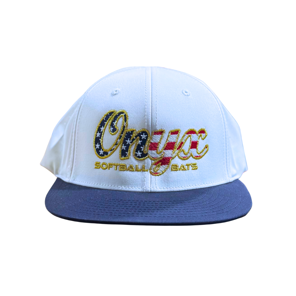 Onyx Hat PTS30 - White Navy Patriotic Logo