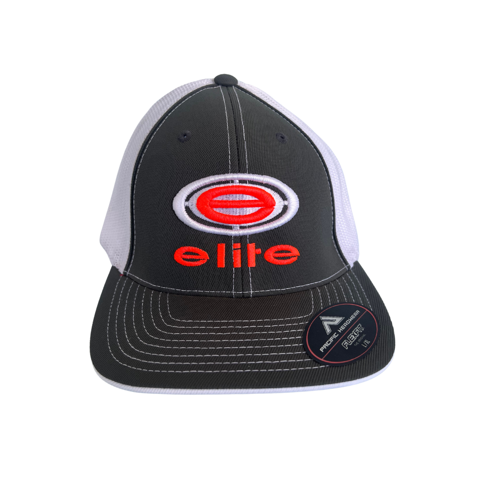 Elite Hat - Charcoal/White White Neon Orange Elite Logo