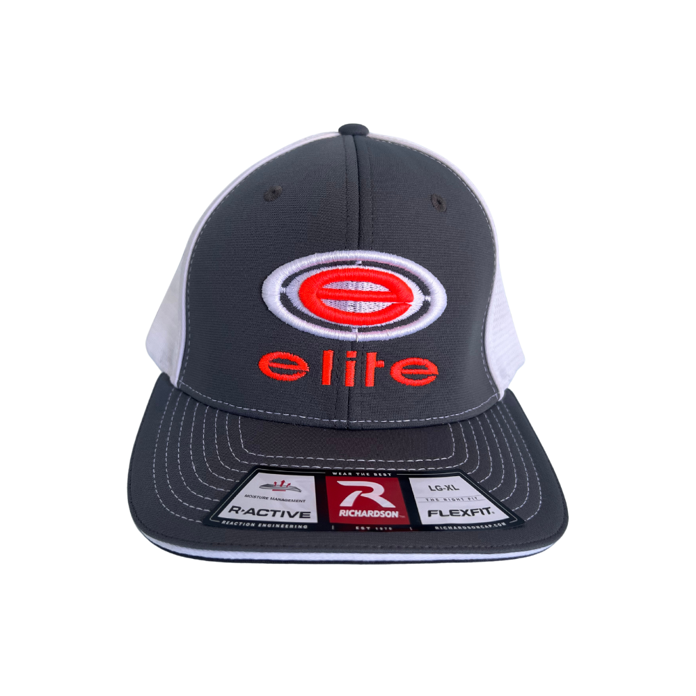 Elite Hat - Charcoal/White Neon Orange Elite Logo 172