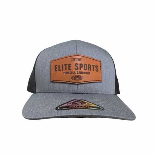 Elite Hat - Heather Grey Snapback Hat with Premium Leather Patch