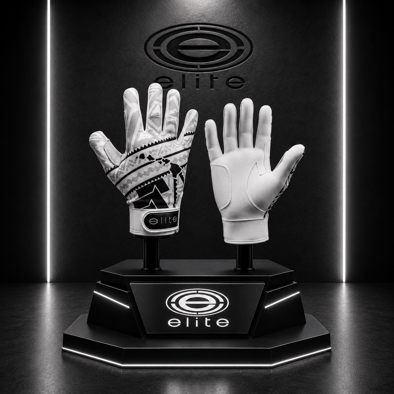 Elite Sports White Tribal Batting Gloves