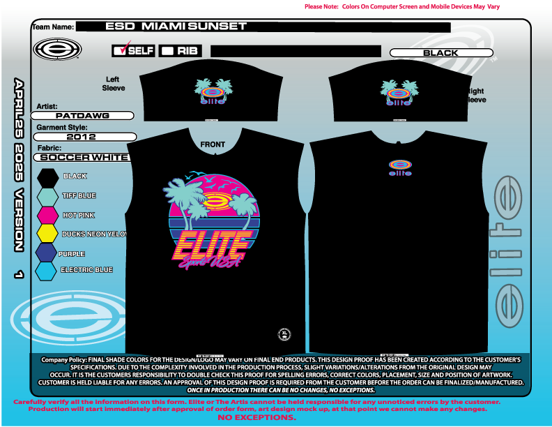 Elite Mens Jersey – ESD 1539 Miami Sunset