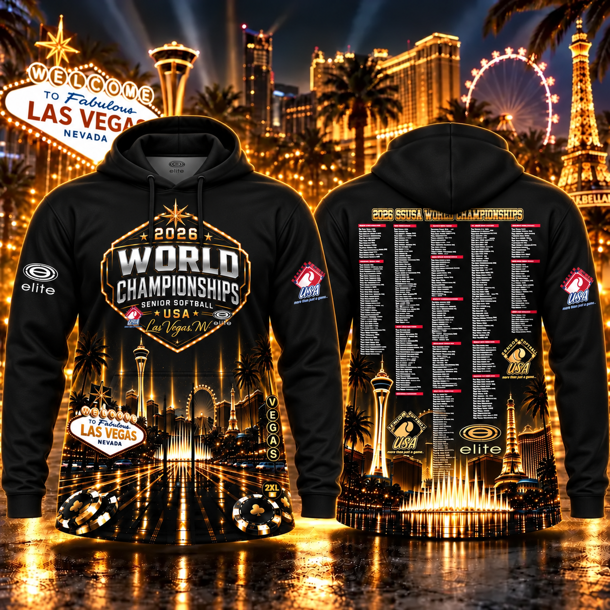2026 SSUSA World Championships Las Vegas Commemorative Fleece Hoodie – Black