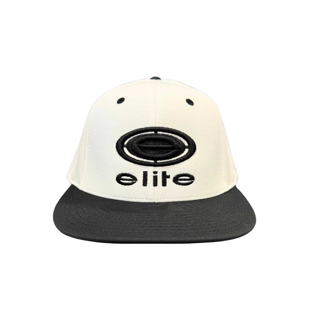 Elite Hat - White/Black Blackout Elite Logo