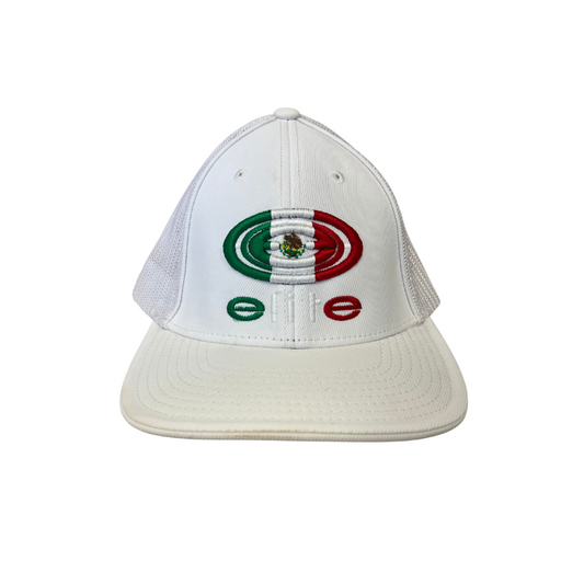 Elite Hat - Solid White Mexico Flag Logo