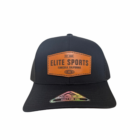 Elite Hat - Solid Black Snapback Hat with Premium Leather Patch