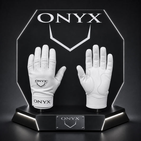 Onyx White Premium Leather Batting Gloves