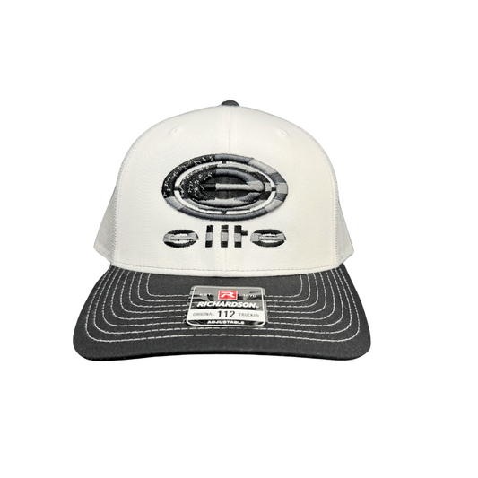 Elite Hat - Black/White Blackout Flag Snapback Hat