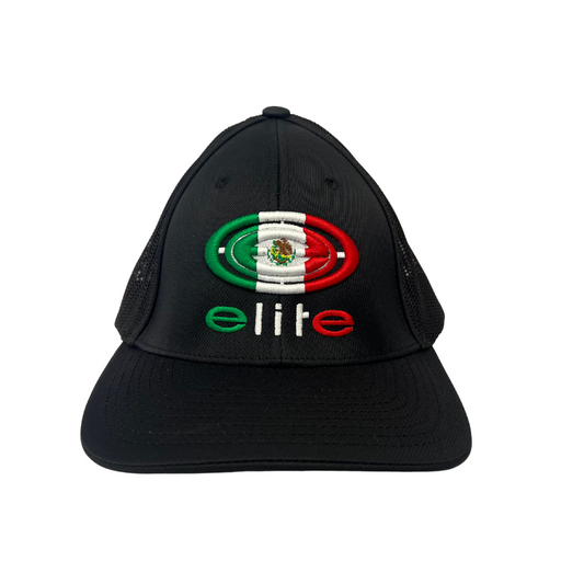 Elite Hat - Solid Black/Mexico Flag Logo