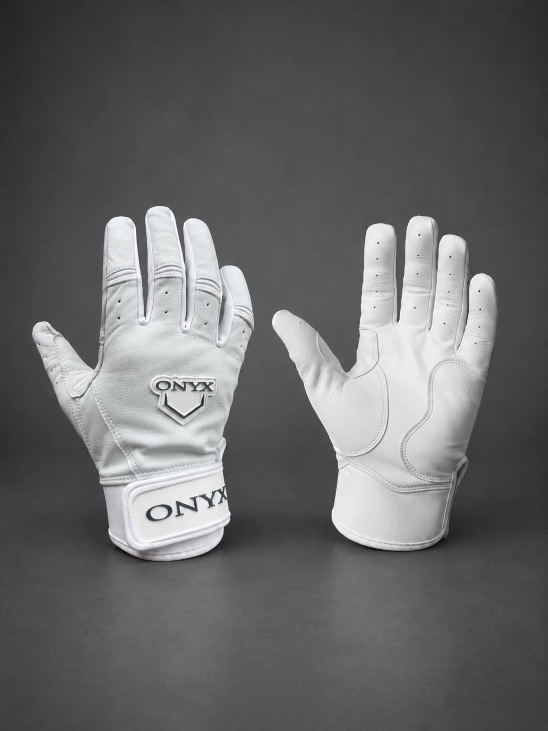 Onyx White Premium Leather Batting Gloves