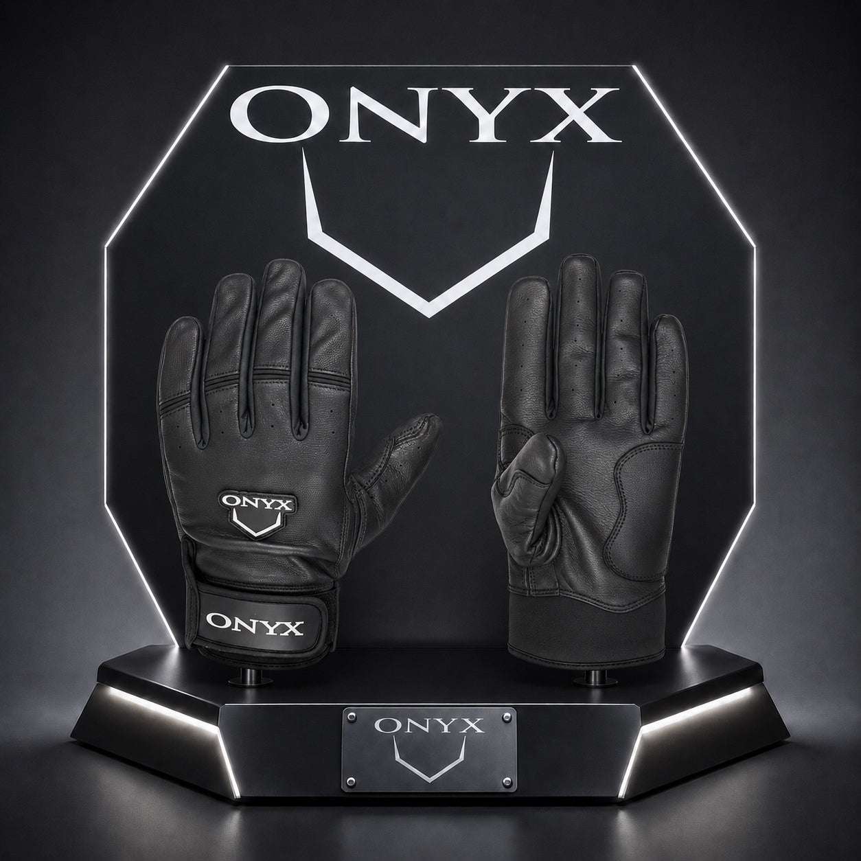 Onyx Black Premium Leather Batting Gloves
