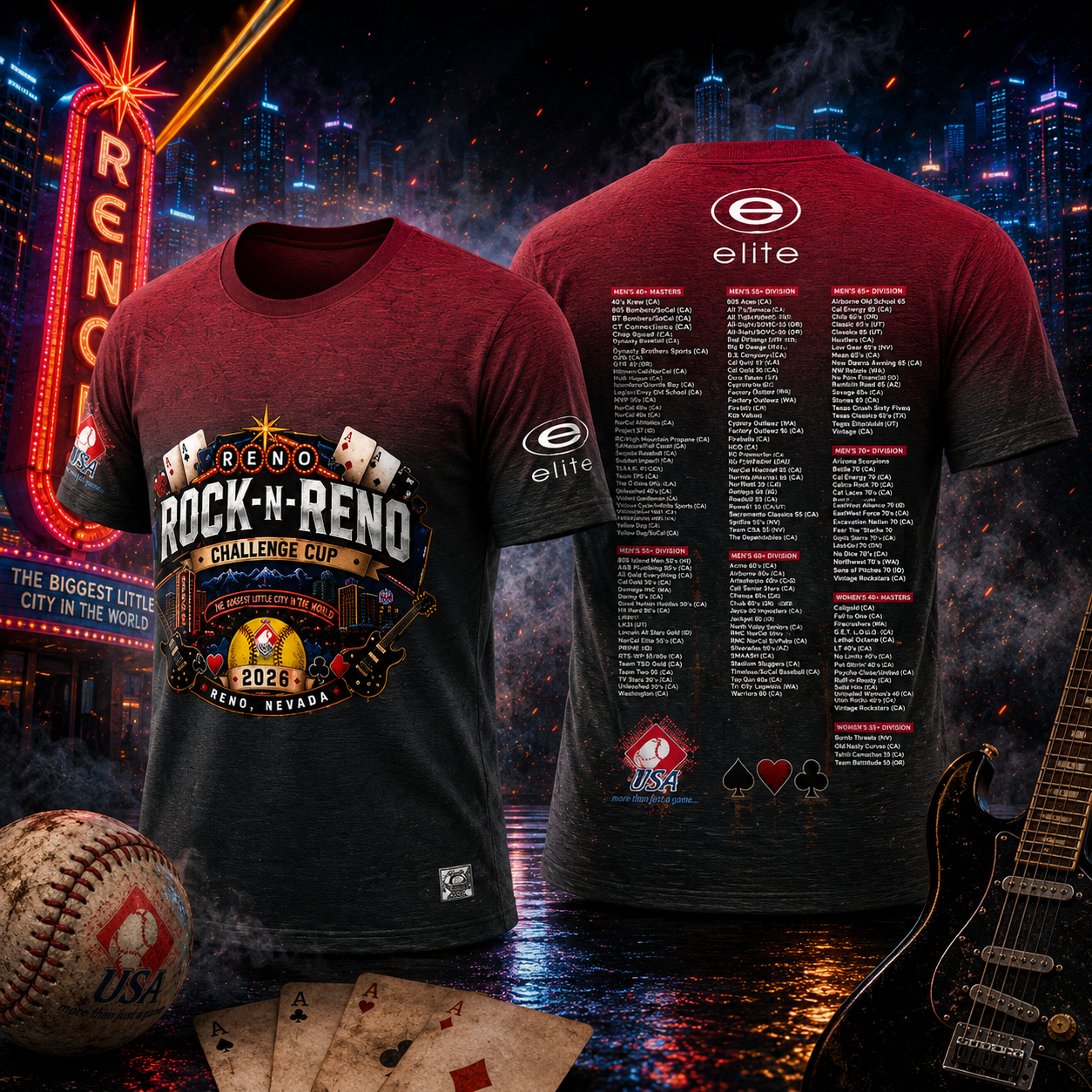 2026 SSUSA Rock N Reno - Maroon Charcoal Fade Shortsleeve