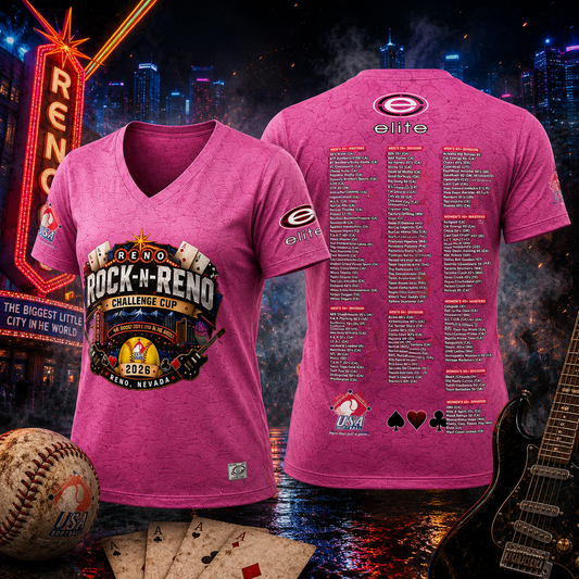 2026 SSUSA Rock N Reno - Pink Women Vneck Shortsleeve