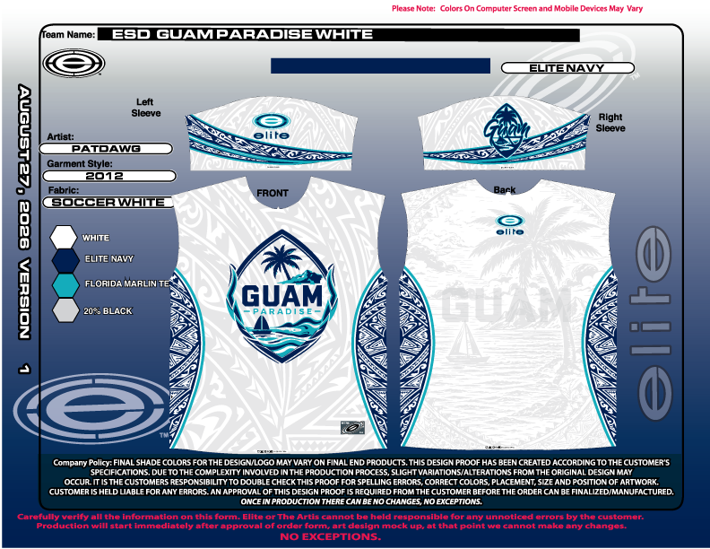 Elite Men's Jersey - ESD 1630 Guam Paradise