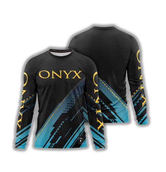 Onyx Mens Long Sleeve Jersey – Retro Black Blue Gold Onyx