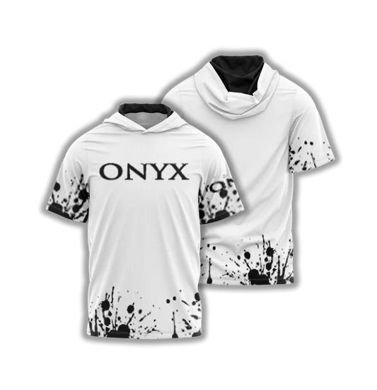 Elite Onyx Men's Shortsleeve Jersey Hoodie - White/Black Splatter