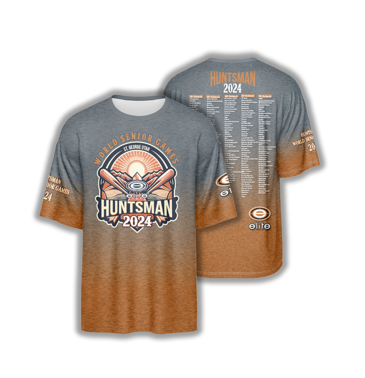 2024 Huntsman Senior Games Mens Tournament Jersey Orange Fade