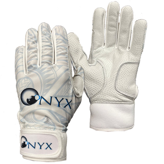 Onyx White Tribal Batting Gloves