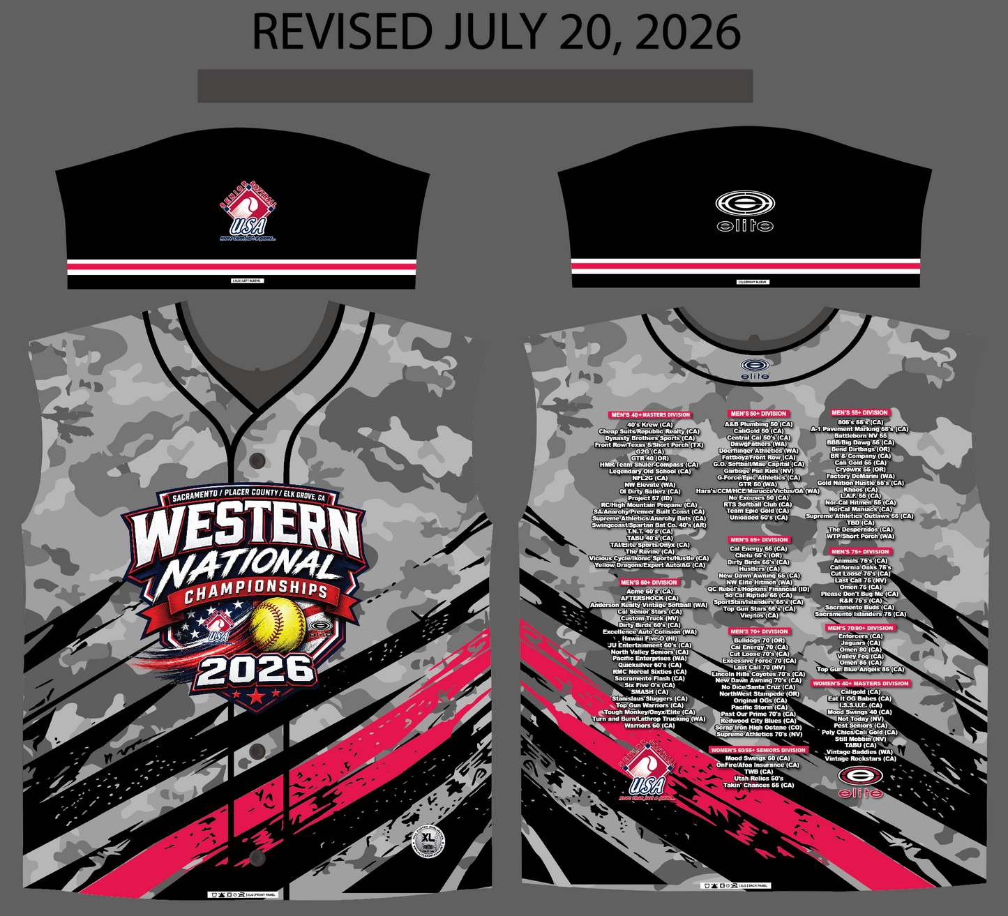 2026 SSUSA Western National Championships - Grey Fake Button Shortsleeve