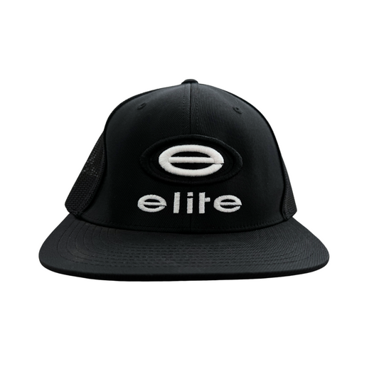 Elite Hat - Solid Black Black White Logo (Richardson PTS20)