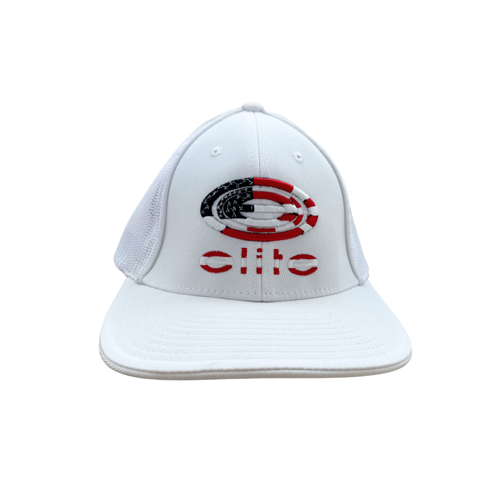 Elite Hat - Solid White White Patriotic Flag