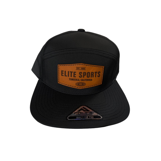 Elite Hat - Black Snapback Hat P788 with Premium Leather Patch